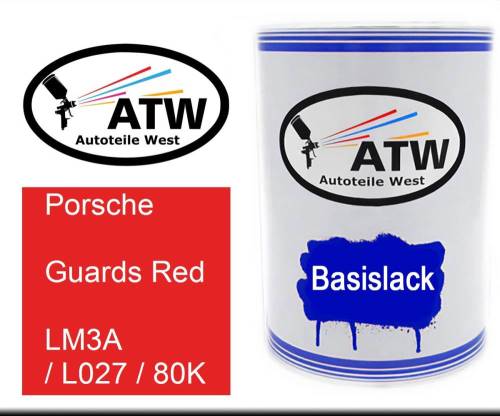 Porsche, Guards Red, LM3A / L027 / 80K: 500ml Lackdose, von ATW Autoteile West.